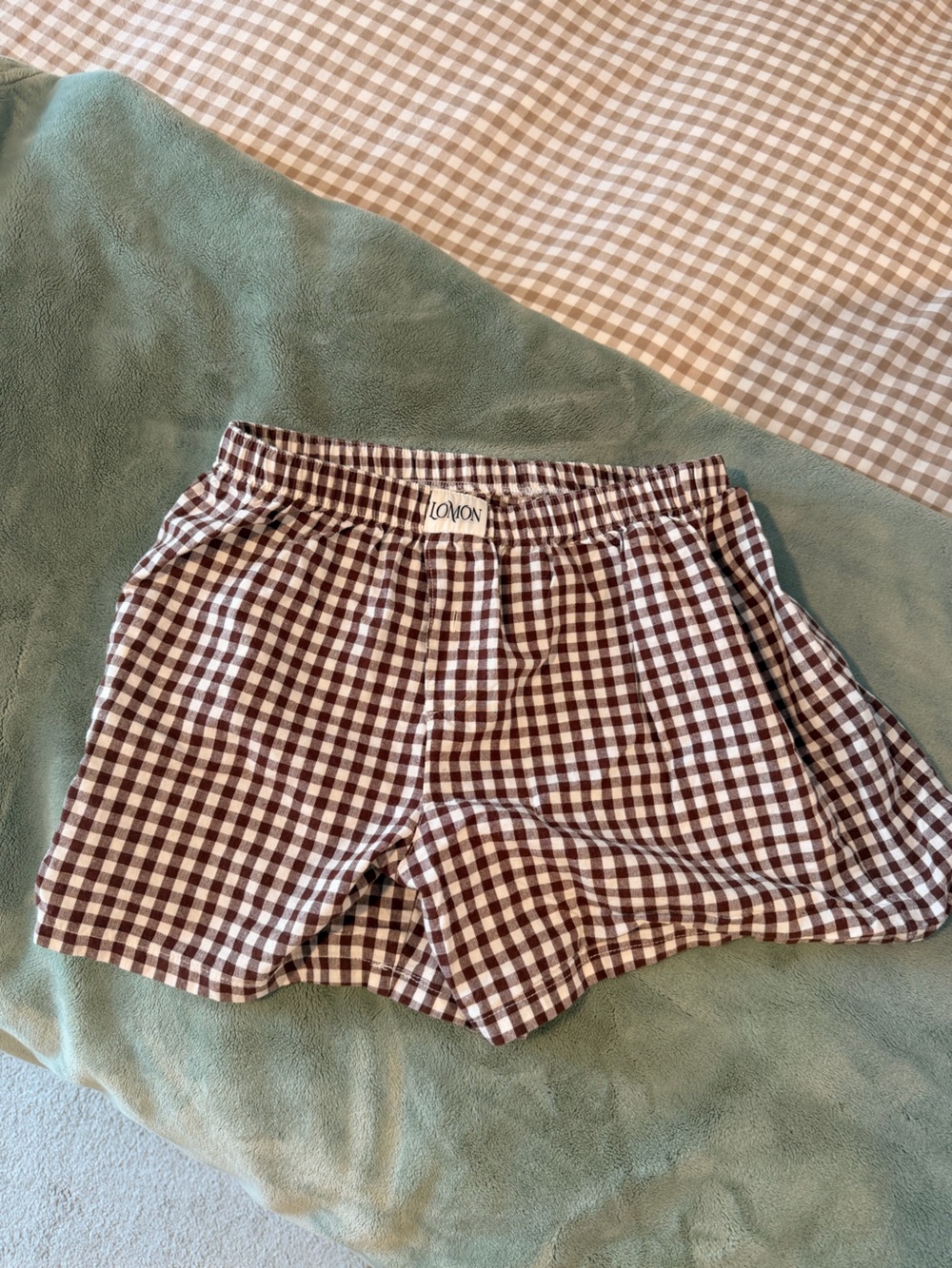 Lomon 100% Cotton Brown Gingham Women’s  Shorts